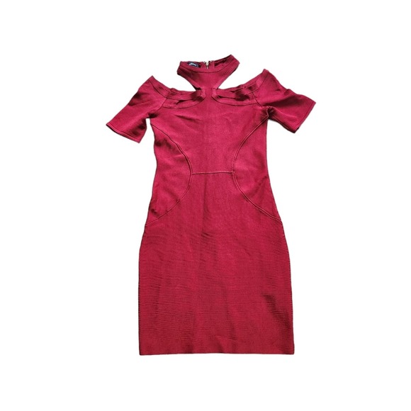 BEBE red bandage bodycon dress size m - Picture 3 of 5